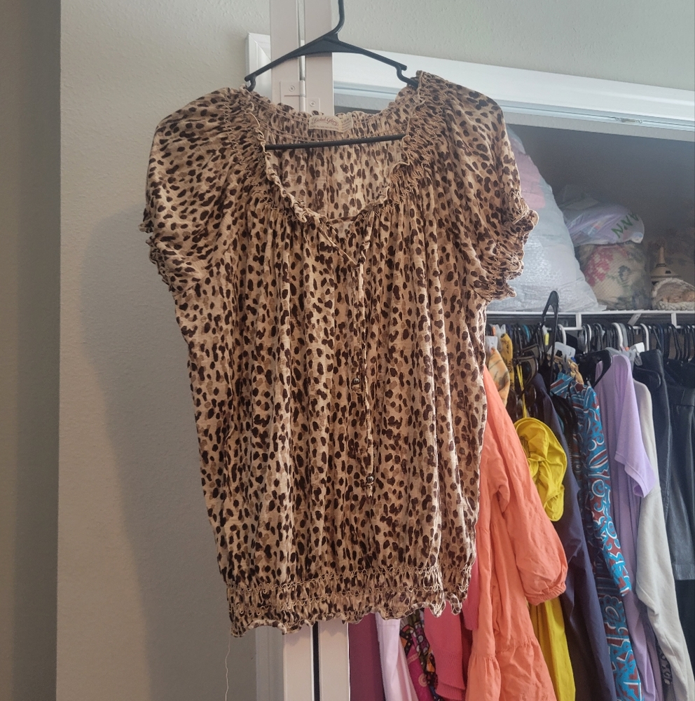 Leopard Print peasant top
